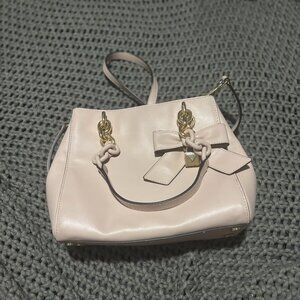 👜 Michael Kors Jane Large Satchel Shoulder Bag - Blush Pink Leather Gold Chain